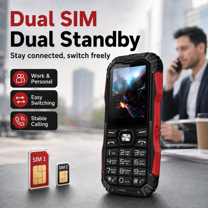 Téléphone robuste HE248, écran 2,4 pouces, touches 3D, réseau : 2G, double SIM, Bluetooth, lampe torche, clavier russe, No Power Plug, US Plug, UK Plug