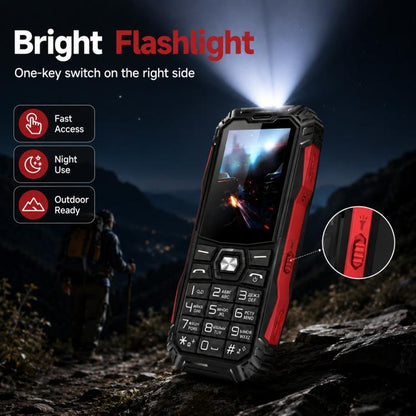 Téléphone robuste HE248, écran 2,4 pouces, touches 3D, réseau : 2G, double SIM, Bluetooth, lampe torche, clavier russe, No Power Plug, US Plug, UK Plug