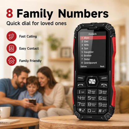 Téléphone robuste HE248, écran 2,4 pouces, touches 3D, réseau : 2G, double SIM, Bluetooth, lampe torche, clavier russe, No Power Plug, US Plug, UK Plug