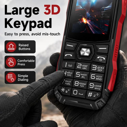 Téléphone robuste HE248, écran 2,4 pouces, touches 3D, réseau : 2G, double SIM, Bluetooth, lampe torche, clavier russe, No Power Plug, US Plug, UK Plug
