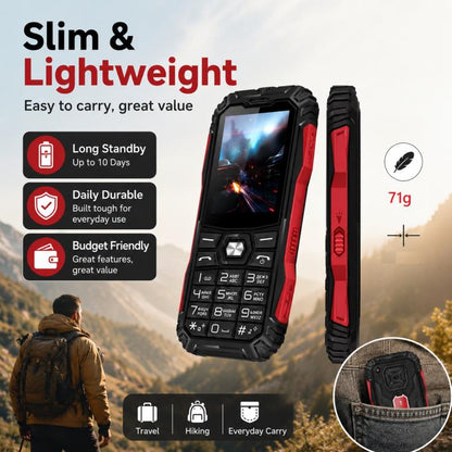Téléphone robuste HE248, écran 2,4 pouces, touches 3D, réseau : 2G, double SIM, Bluetooth, lampe torche, clavier russe, No Power Plug, US Plug, UK Plug