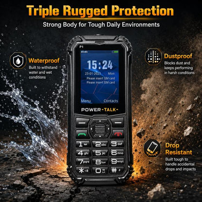 Téléphone durci HP219 IP68, écran 2,4 pouces, SC6531E, réseau : 2G, Bluetooth, radio FM, SOS, lampe torche, EU Plug, US Plug, UK Plug