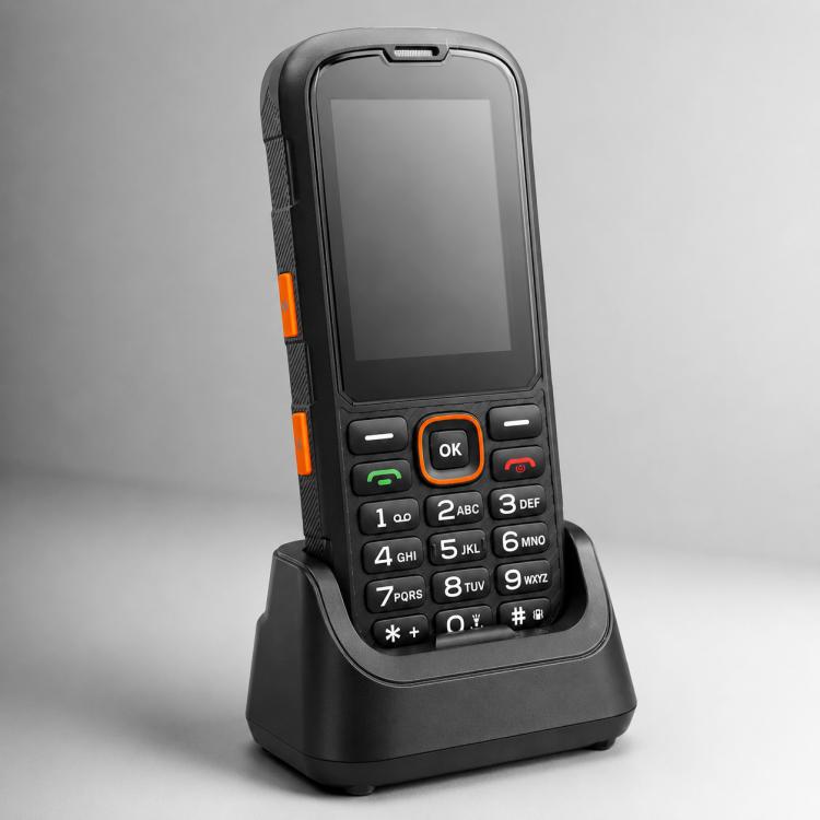 Téléphone durci HP290Z 4G IP68, écran 2,8 pouces, batterie 3000 mAh, réseau : 4G, Bluetooth, radio FM, SOS, lampe torche, avec station de charge, EU Plug, US Plug, UK Plug