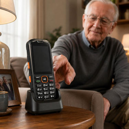 Téléphone durci HP290Z 4G IP68, écran 2,8 pouces, batterie 3000 mAh, réseau : 4G, Bluetooth, radio FM, SOS, lampe torche, avec station de charge, EU Plug, US Plug, UK Plug