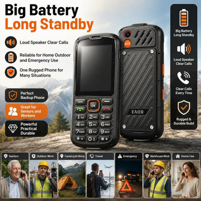 Téléphone durci HP290Z 4G IP68, écran 2,8 pouces, batterie 3000 mAh, réseau : 4G, Bluetooth, radio FM, SOS, lampe torche, avec station de charge, EU Plug, US Plug, UK Plug