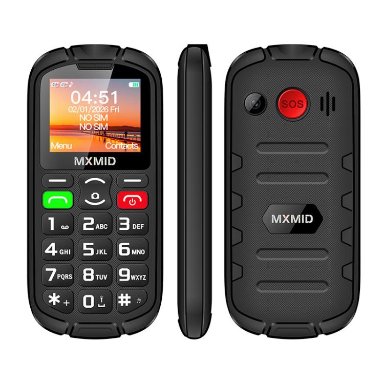 MXMID A8 Pro, téléphone robuste pour seniors avec écran 2 pouces à grosses touches, fonction SOS, Bluetooth, lampe torche, réseau : 2G, EU Plug, US Plug, UK Plug, AU Plug
