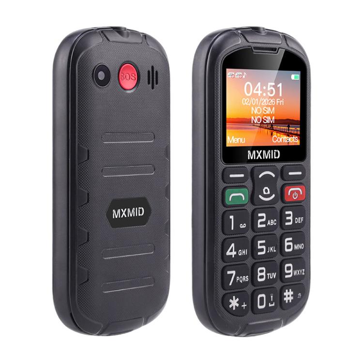 MXMID A8 Pro, téléphone robuste pour seniors avec écran 2 pouces à grosses touches, fonction SOS, Bluetooth, lampe torche, réseau : 2G, EU Plug, US Plug, UK Plug, AU Plug