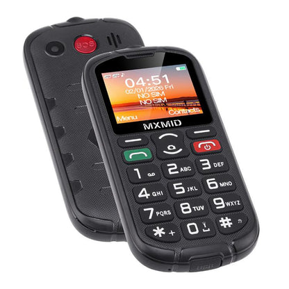 MXMID A8 Pro, téléphone robuste pour seniors avec écran 2 pouces à grosses touches, fonction SOS, Bluetooth, lampe torche, réseau : 2G, EU Plug, US Plug, UK Plug, AU Plug