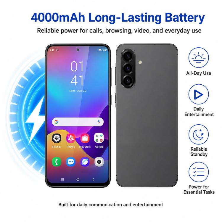 W&O X56, 3 Go + 32 Go, écran 6,75 pouces, Android 12.0, processeur octocœur Mediatek MT6762, réseau : 4G, OTG, EU Plug, US Plug, UK Plug, AU Plug