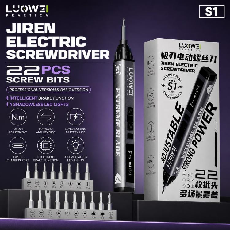 Jeu de tournevis électrique à couple réglable LUOWEI, S1, S1 Pro