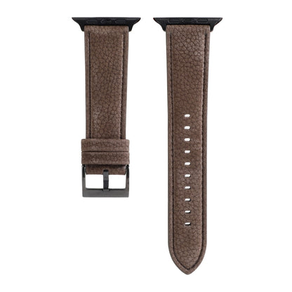 Bracelet de montre en cuir véritable texturé litchi pour Apple Watch Series 6 & SE & 5 & 4 44mm / 3 & 2 & 1 42mm, For Apple Watch Series 7 45mm / 6 & SE & 5 & 4 44mm / 3 & 2 & 1 42mm