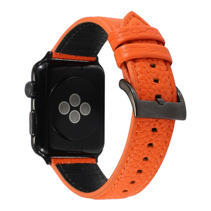 Bracelet de montre en cuir véritable texturé litchi pour Apple Watch Series 6 & SE & 5 & 4 44mm / 3 & 2 & 1 42mm, For Apple Watch Series 7 45mm / 6 & SE & 5 & 4 44mm / 3 & 2 & 1 42mm