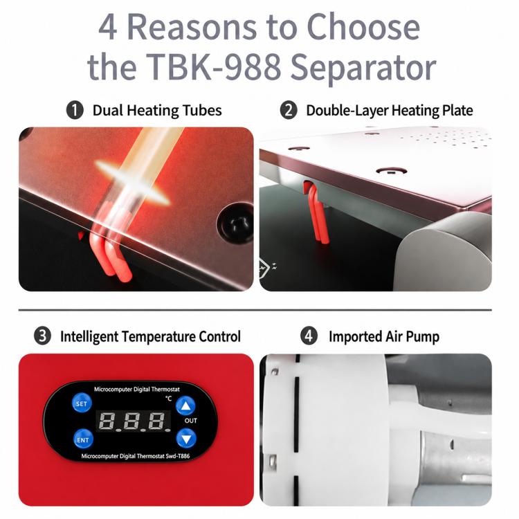 Séparateur chauffant à écran LCD et contrôle intelligent de la température TBK 988, US Plug, EU Plug, UK Plug