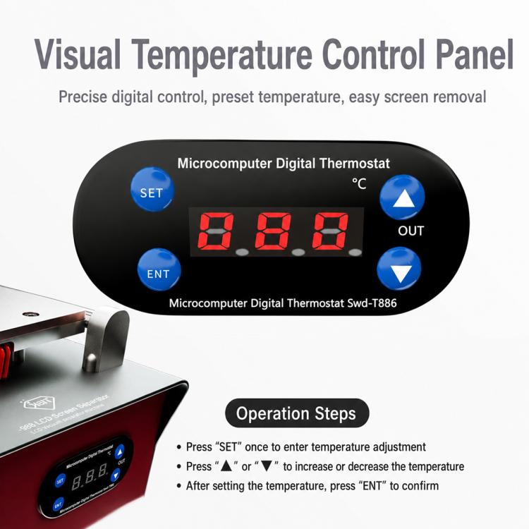Séparateur chauffant à écran LCD et contrôle intelligent de la température TBK 988, US Plug, EU Plug, UK Plug