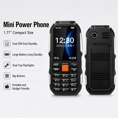 Téléphone robuste W2022, écran 1,77 pouce, SC6531DA, réseau : 2G, double SIM, Bluetooth, lampe torche