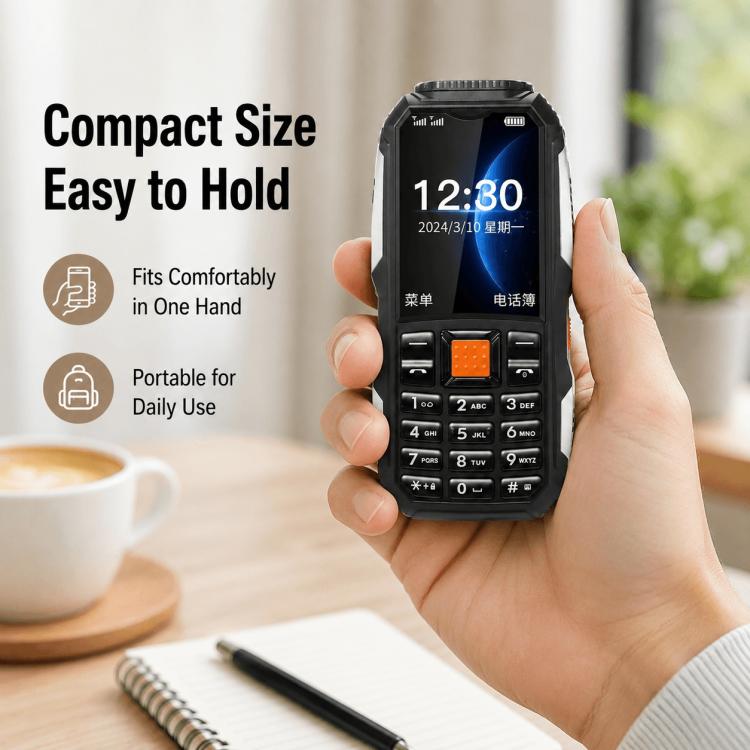 Téléphone robuste W2022, écran 1,77 pouce, SC6531DA, réseau : 2G, double SIM, Bluetooth, lampe torche