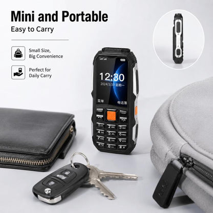 Téléphone robuste W2022, écran 1,77 pouce, SC6531DA, réseau : 2G, double SIM, Bluetooth, lampe torche