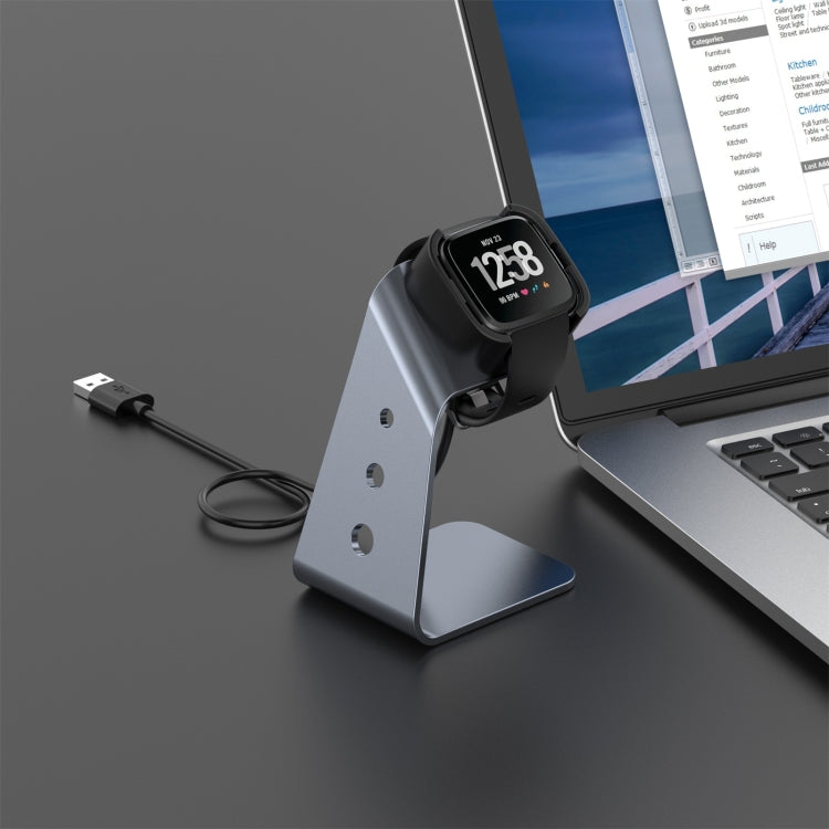 Pour Fitbit Versa / Versa Lite / Versa SE Support de chargeur universel en alliage d'aluminium avec protection contre les puces, prend en charge la charge rapide, For Fitbit Versa