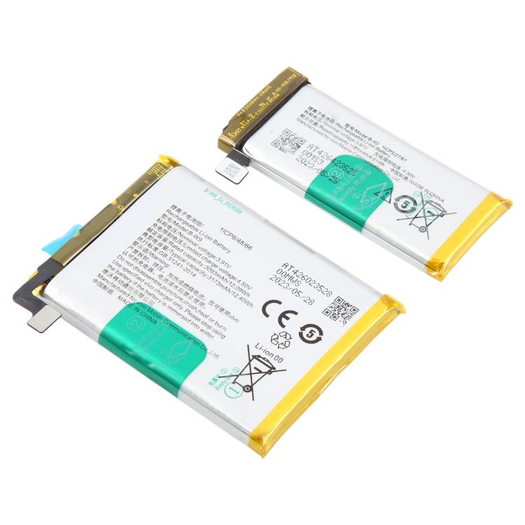 Kit de batteries B-W9 + B-X0 pour vivo X Flip V2256A 3173 mAh 1181 mAh, For vivo X Flip V2256A 3173mAh 1181mAh B-W9 + B-X0
