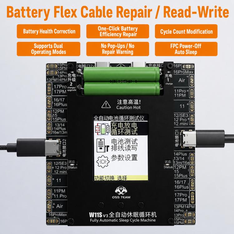 Testeur de cycle de batterie automatique à double canal OSS W11S-V3, OSS W11S-V3