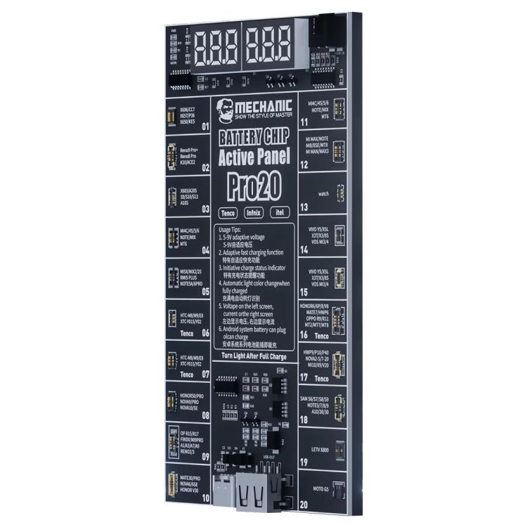 Panneau de détection d'activation de la puce de charge rapide MECHANIC Pro20 pour Android, MECHANIC Pro20