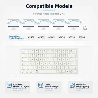 Touches blanches pour MacBook A2438 A2439 A2449 A2450 A3118 A3203 Magic Keyboard 3 et Magic Keyboard 4, German, French