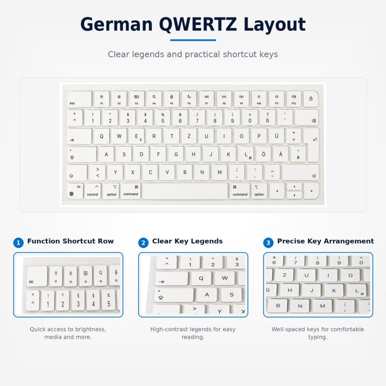 Touches blanches pour MacBook A2438 A2439 A2449 A2450 A3118 A3203 Magic Keyboard 3 et Magic Keyboard 4, German, French