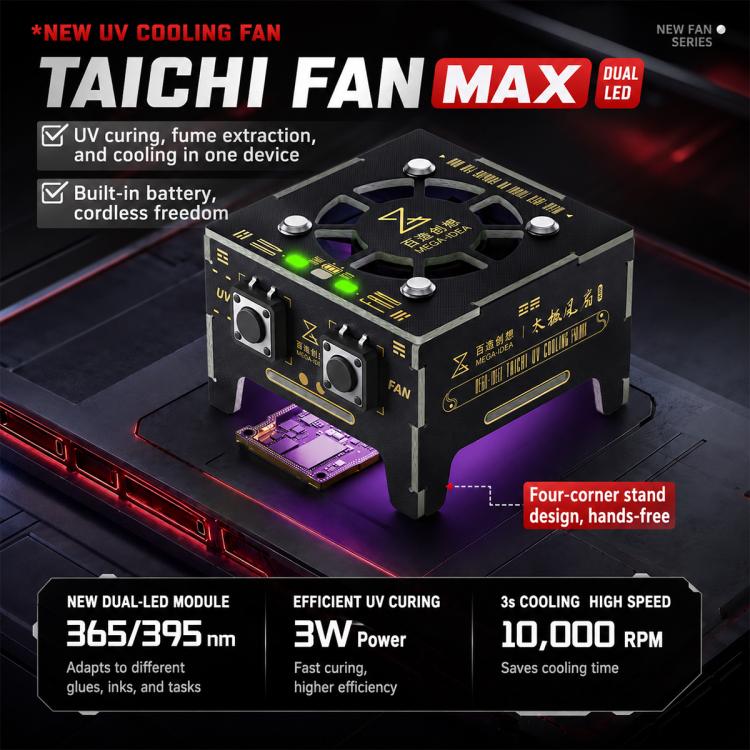 Lampe de polymérisation UV Mega-Idea Taichi UV Fan MAX à double LED 2 en 1 avec ventilateur de refroidissement rapide, Mega-Idea Taichi UV Fan MAX