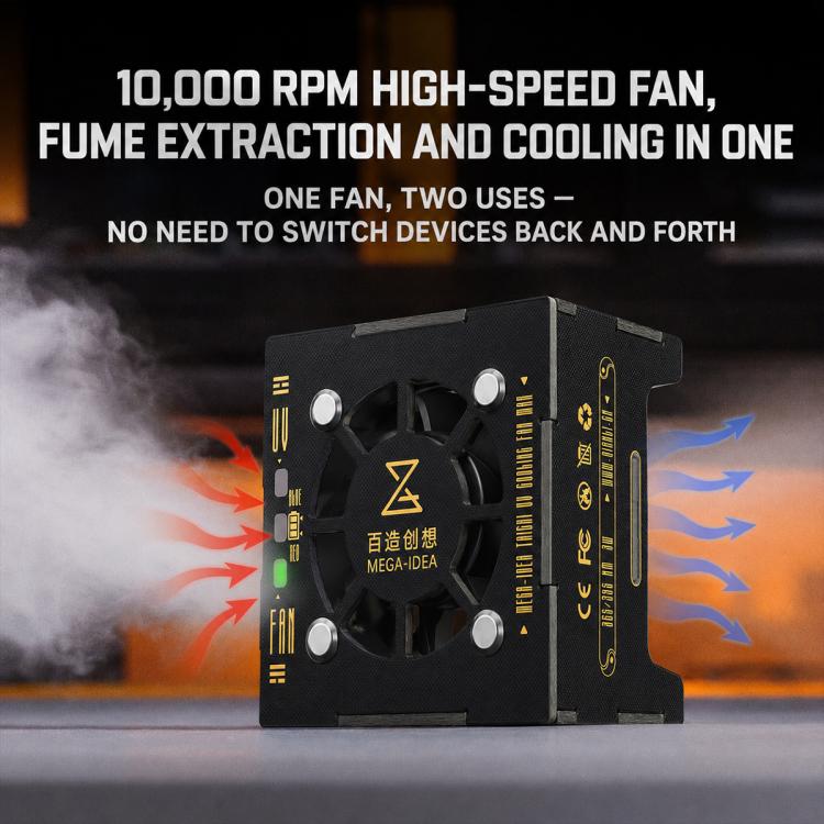 Lampe de polymérisation UV Mega-Idea Taichi UV Fan MAX à double LED 2 en 1 avec ventilateur de refroidissement rapide, Mega-Idea Taichi UV Fan MAX