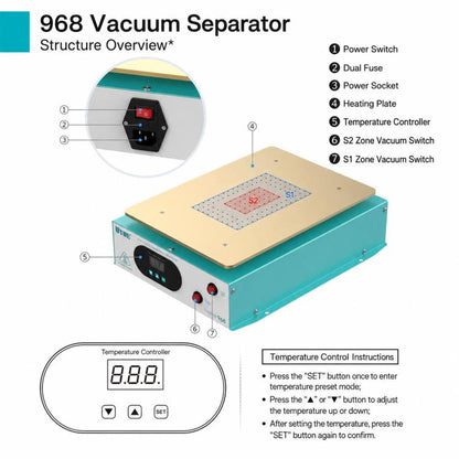 Séparateur UYUE 968 avec écran LCD 15 pouces et pompe à vide intégrée, US Plug, EU Plug