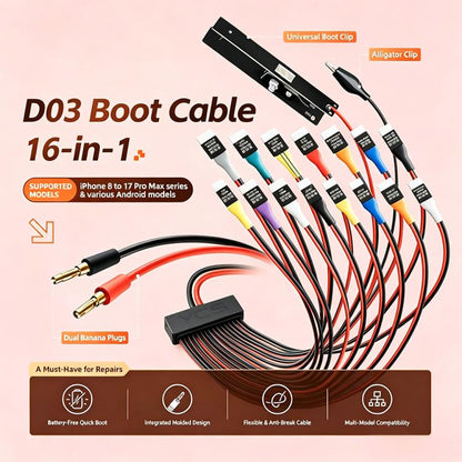 Câble de charge MR.YANG D03 16 en 1 avec détection d'alimentation CC pour iPhone 8-17 Pro Max / Android, MR.YANG D03