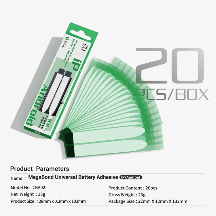 2UUL BA02 Adhésif universel pour batteries MegaBond 20 en 1