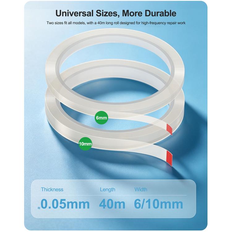 Ruban adhésif de fixation pour écran de téléphone RELIFE HX3, 6mm x 40m, 10mm x 40m