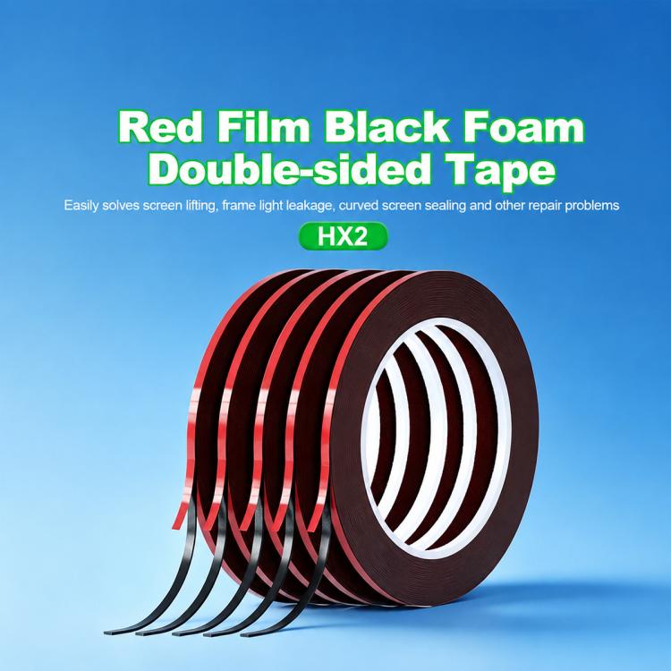RELIFE HX2 5 en 1 Film rouge Mousse noire Ruban adhésif double face, 3mm x 10m