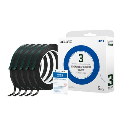 RELIFE HX1 5 en 1 Film vert Mousse noire Ruban adhésif double face, 2mm x 10m, 3mm x 10m, 5mm x 10m