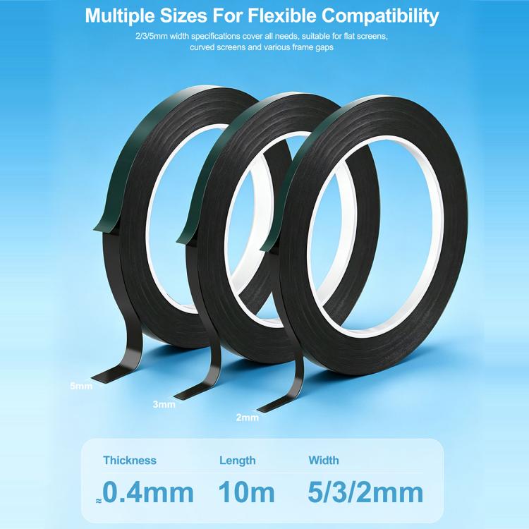 RELIFE HX1 5 en 1 Film vert Mousse noire Ruban adhésif double face, 2mm x 10m, 3mm x 10m, 5mm x 10m