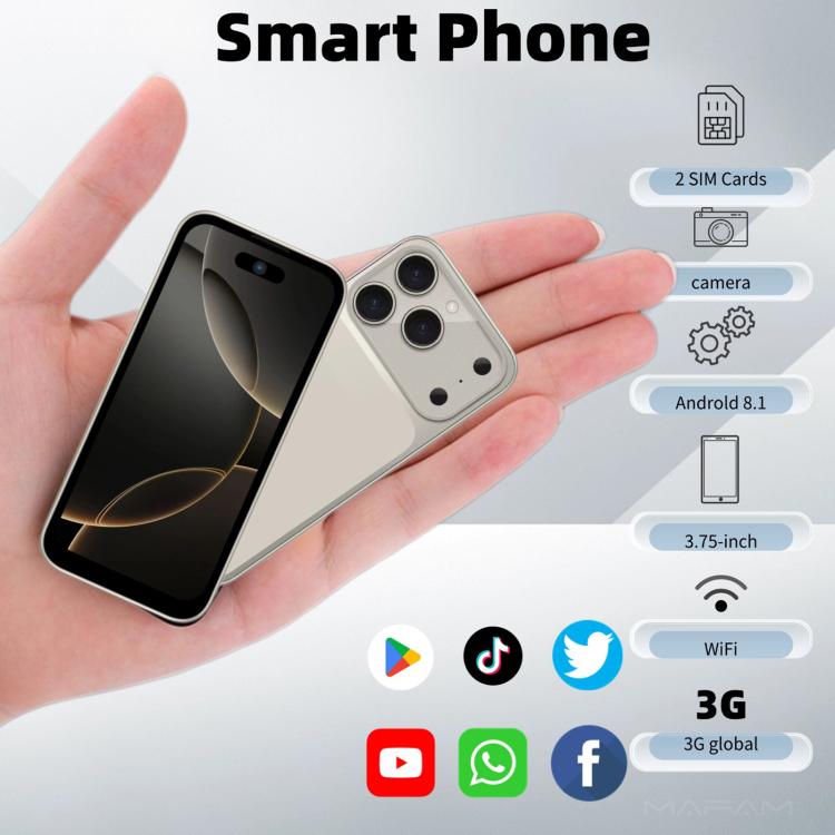 iPhone 17 Pro Max, 1 Go + 16 Go, écran 3,75 pouces, Android 8.1, processeur quadricœur MediaTek MT6580, réseau 3G, double SIM