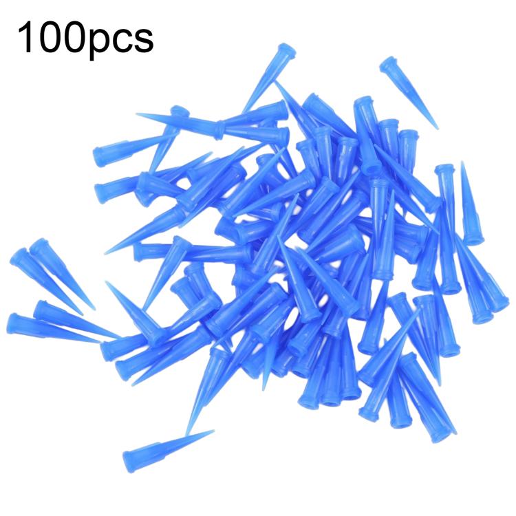 100 embouts d'aiguilles de distribution en plastique bleu
