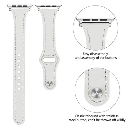Bracelet de montre en cuir avec bouton en acier, For Apple Watch Series 7  41mm / & 6 & SE & 5 & 4 40mm, For Apple Watch Series  7  45mm / & 6 & SE & 5 & 4 44mm