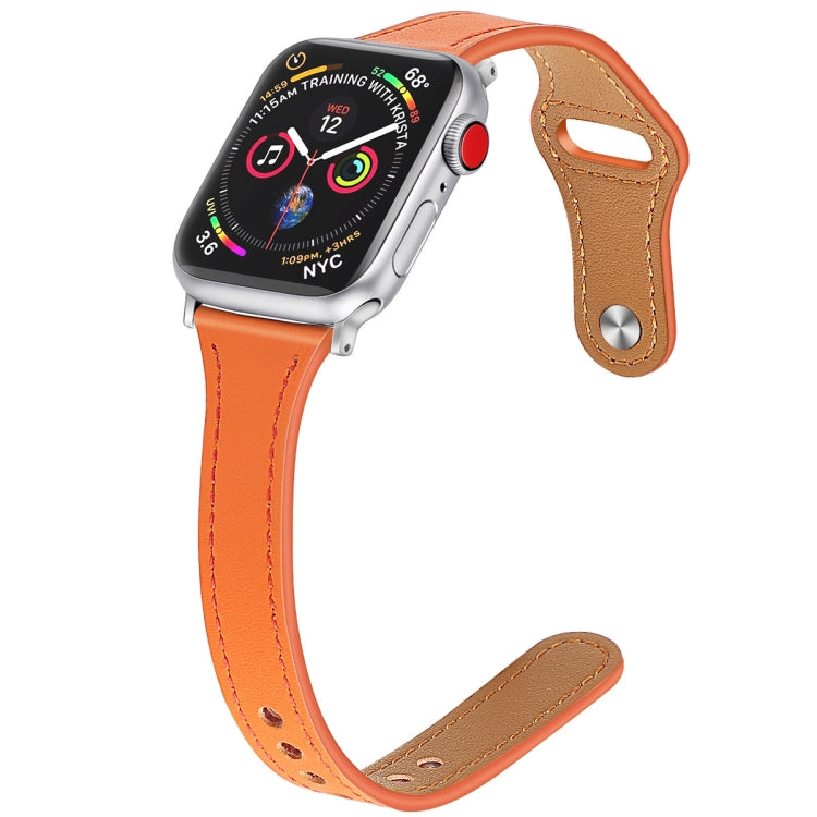 Bracelet de montre en cuir avec bouton en acier, For Apple Watch Series 7  41mm / & 6 & SE & 5 & 4 40mm, For Apple Watch Series  7  45mm / & 6 & SE & 5 & 4 44mm