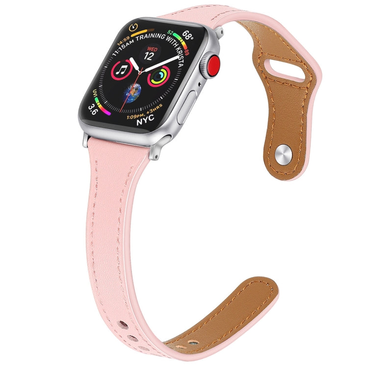 Bracelet de montre en cuir avec bouton en acier, For Apple Watch Series 7  41mm / & 6 & SE & 5 & 4 40mm, For Apple Watch Series  7  45mm / & 6 & SE & 5 & 4 44mm