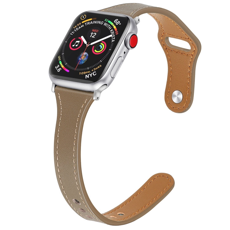Bracelet de montre en cuir avec bouton en acier, For Apple Watch Series 7  41mm / & 6 & SE & 5 & 4 40mm, For Apple Watch Series  7  45mm / & 6 & SE & 5 & 4 44mm