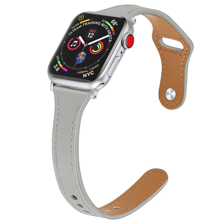 Bracelet de montre en cuir avec bouton en acier, For Apple Watch Series 7  41mm / & 6 & SE & 5 & 4 40mm, For Apple Watch Series  7  45mm / & 6 & SE & 5 & 4 44mm