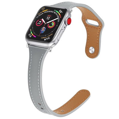 Bracelet de montre en cuir avec bouton en acier, For Apple Watch Series 7  41mm / & 6 & SE & 5 & 4 40mm, For Apple Watch Series  7  45mm / & 6 & SE & 5 & 4 44mm