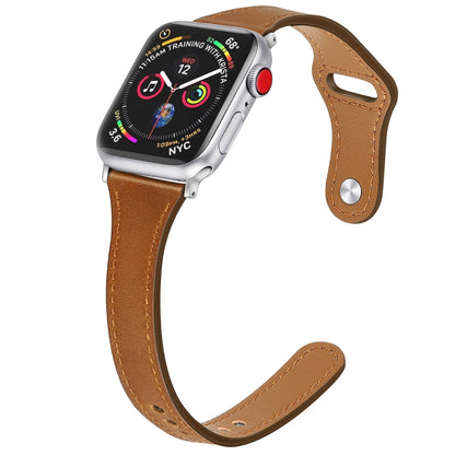 Bracelet de montre en cuir avec bouton en acier, For Apple Watch Series 7  41mm / & 6 & SE & 5 & 4 40mm, For Apple Watch Series  7  45mm / & 6 & SE & 5 & 4 44mm