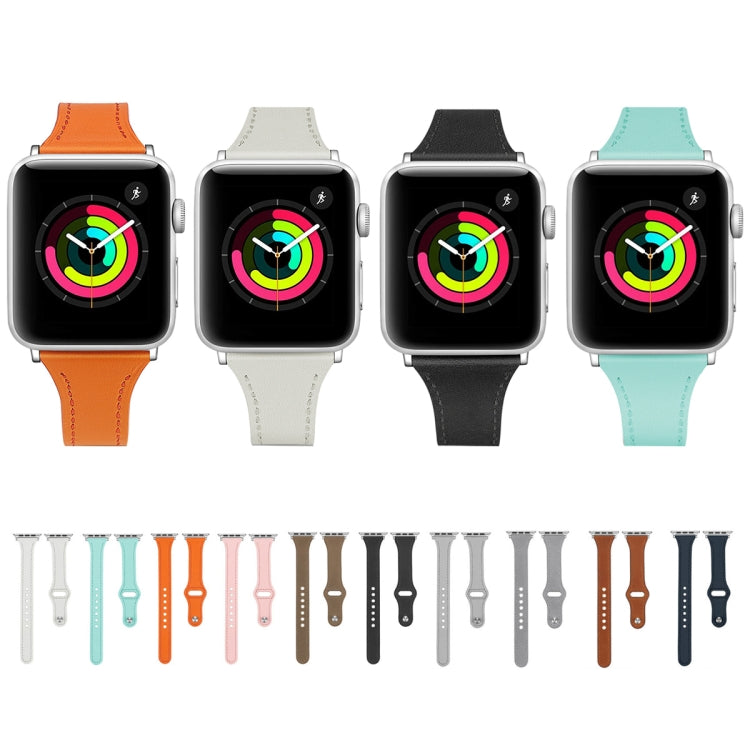 Bracelet de montre en cuir avec bouton en acier, For Apple Watch Series 7  41mm / & 6 & SE & 5 & 4 40mm, For Apple Watch Series  7  45mm / & 6 & SE & 5 & 4 44mm