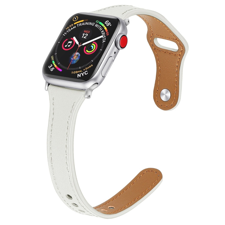 Bracelet de montre en cuir avec bouton en acier, For Apple Watch Series 7  41mm / & 6 & SE & 5 & 4 40mm, For Apple Watch Series  7  45mm / & 6 & SE & 5 & 4 44mm