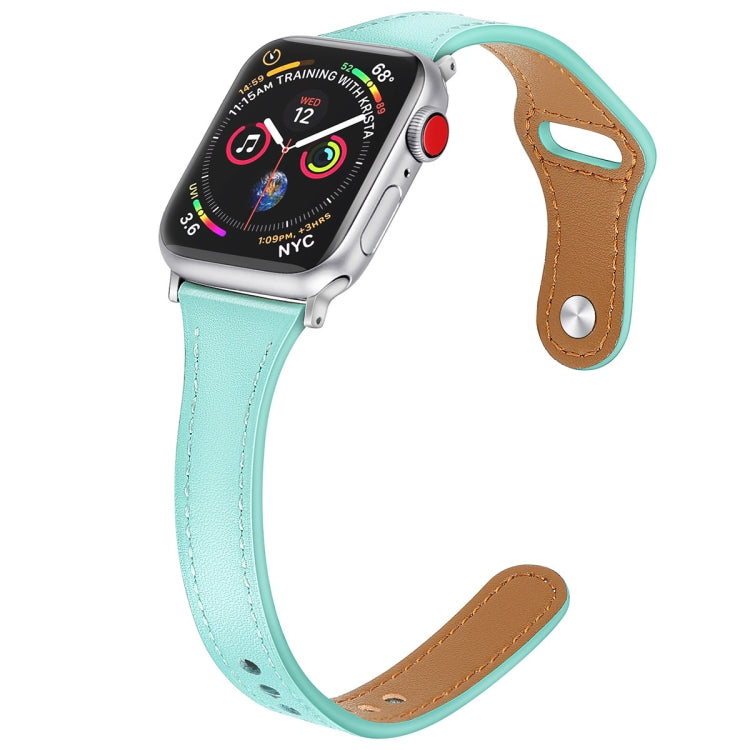 Bracelet de montre en cuir avec bouton en acier, For Apple Watch Series 7  41mm / & 6 & SE & 5 & 4 40mm, For Apple Watch Series  7  45mm / & 6 & SE & 5 & 4 44mm
