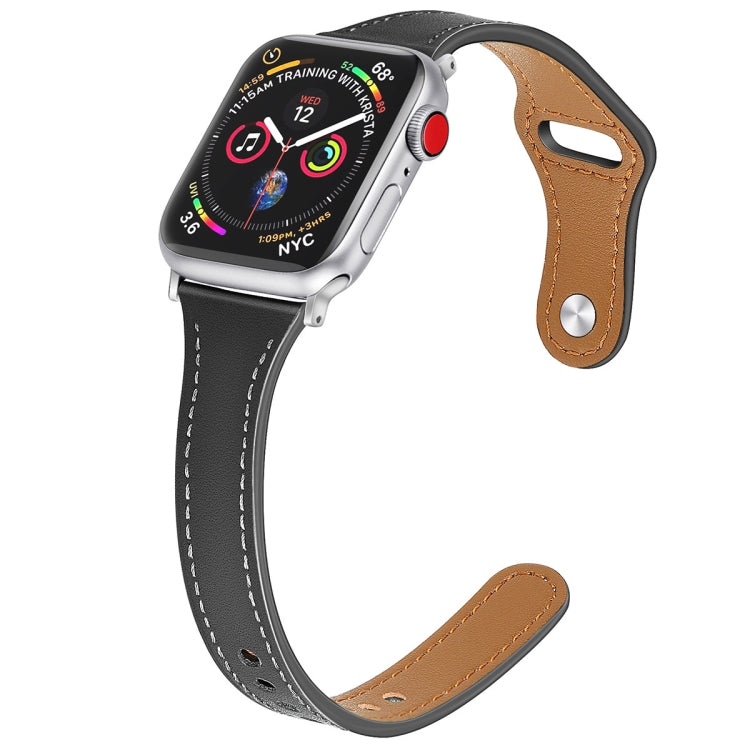Bracelet de montre en cuir avec bouton en acier, For Apple Watch Series 7  41mm / & 6 & SE & 5 & 4 40mm, For Apple Watch Series  7  45mm / & 6 & SE & 5 & 4 44mm