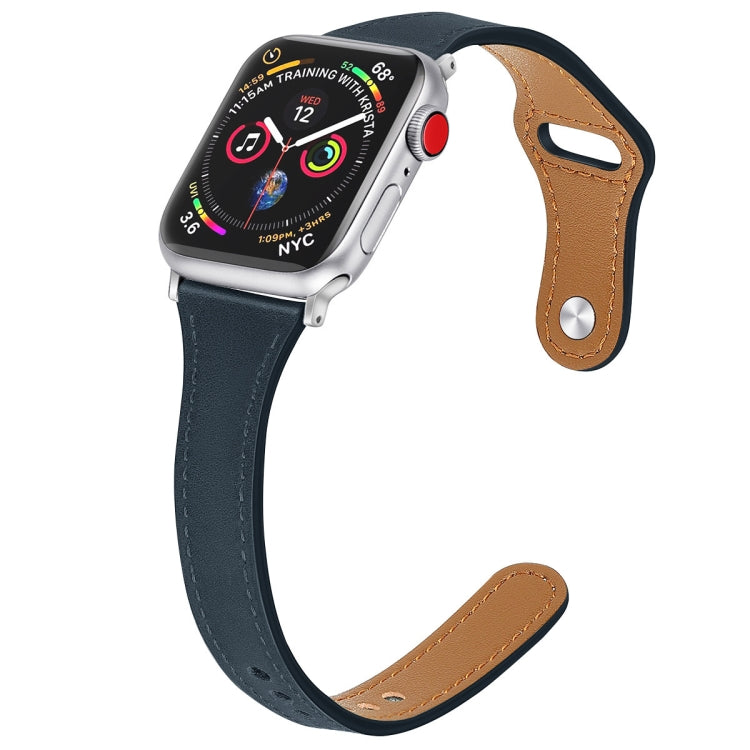 Bracelet de montre en cuir avec bouton en acier, For Apple Watch Series 7  41mm / & 6 & SE & 5 & 4 40mm, For Apple Watch Series  7  45mm / & 6 & SE & 5 & 4 44mm